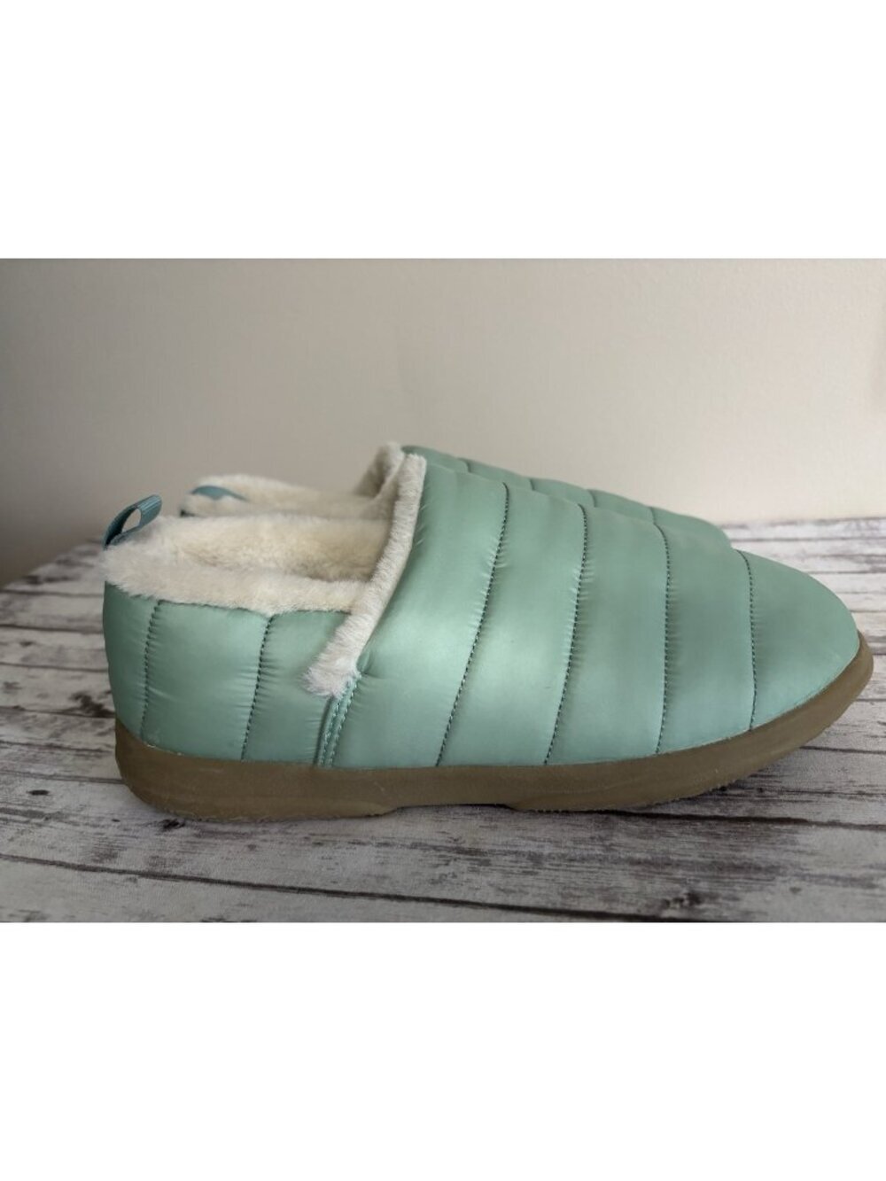 Vionic Tranquil Faux Fur Cozy Lined Orthotic Supportive Slipper Seafoam Green‎ 9
